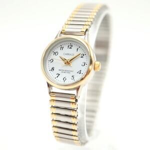 Carriage by Timex Womens Two Tone Watch 22mm Expansion Band w New Battery